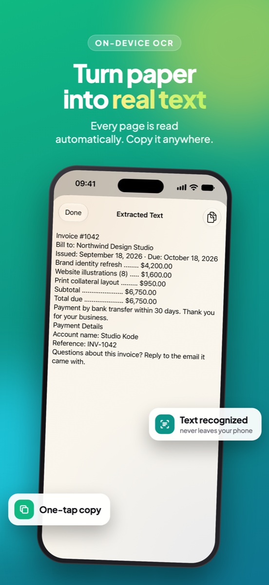 Paperbeam on-device Neural OCR render
